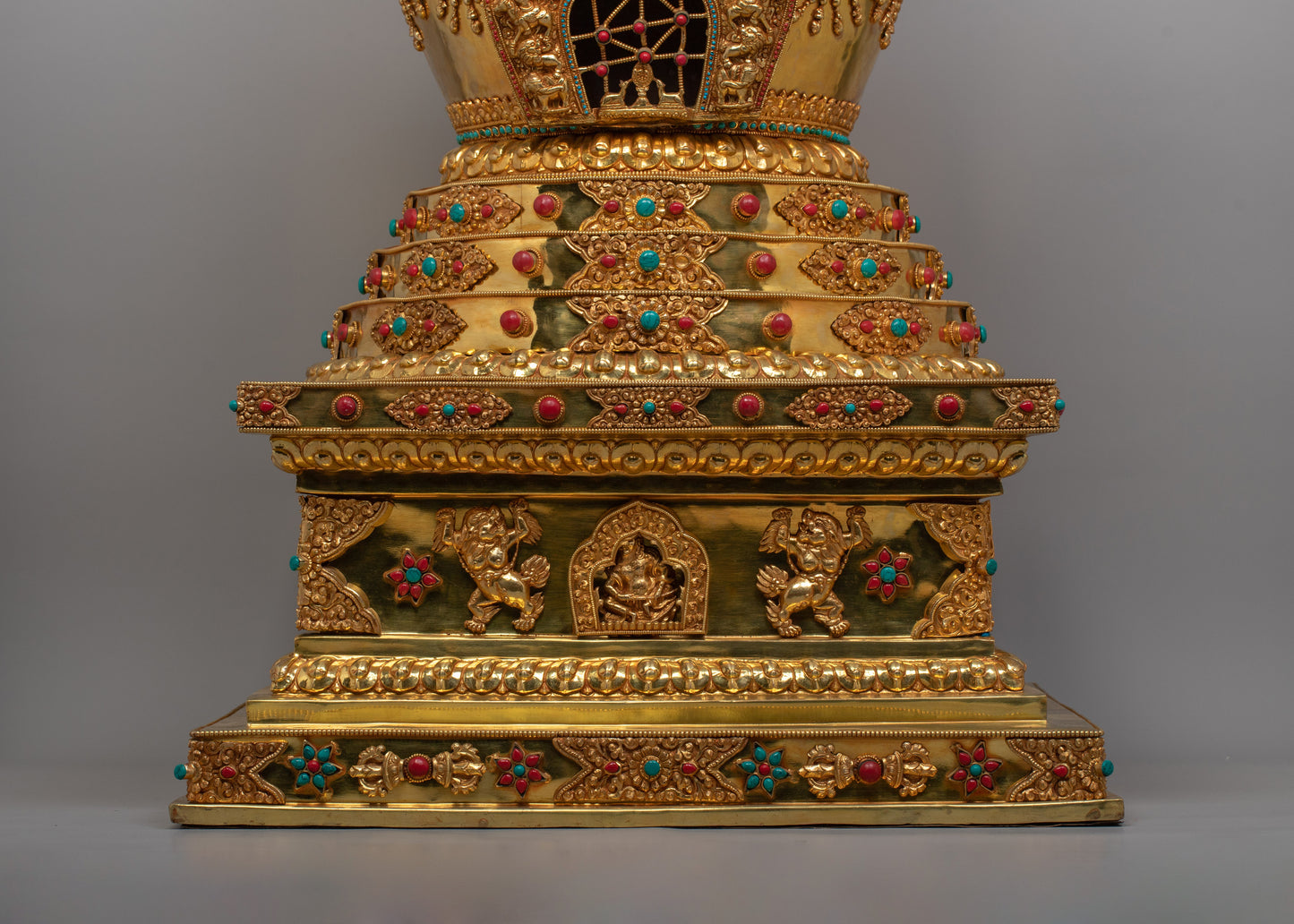 Handcrafted Gold-Plated Tibetan Stupa | Perfect for Altars and Spiritual Decor