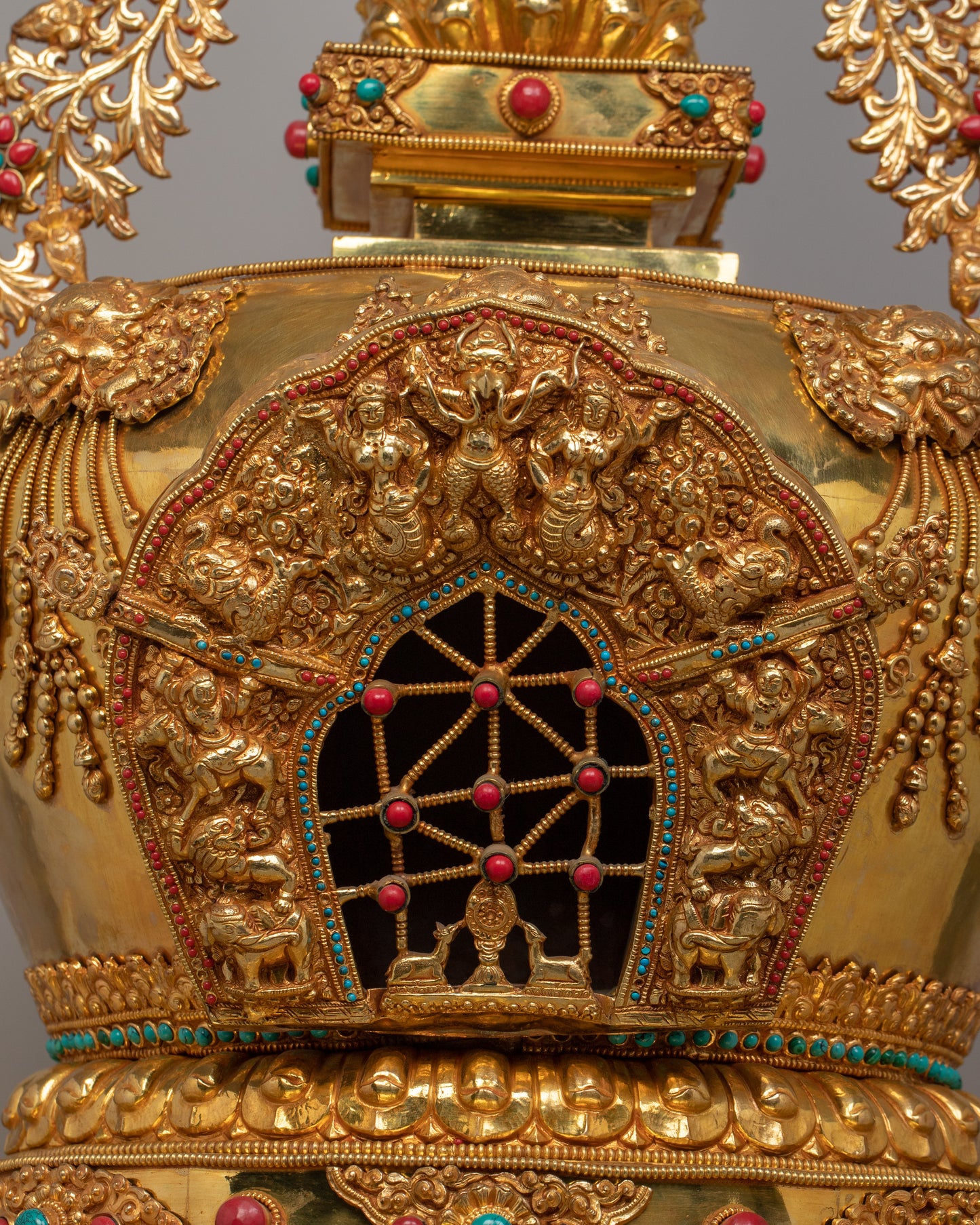 Handcrafted Gold-Plated Tibetan Stupa | Perfect for Altars and Spiritual Decor