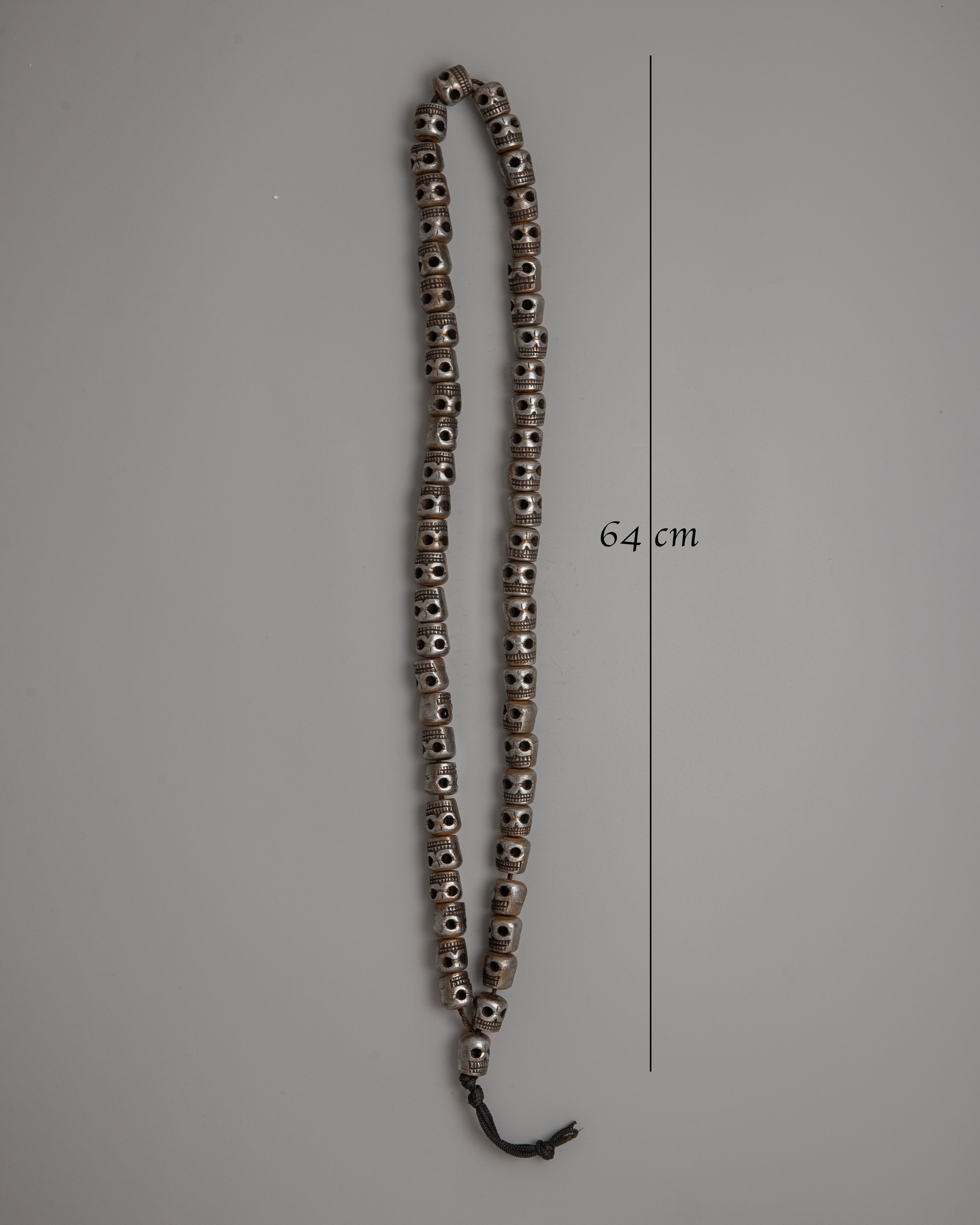 Buddhist Skull Head Mala | Handcrafted Tibetan Prayer Beads for Mindfulness