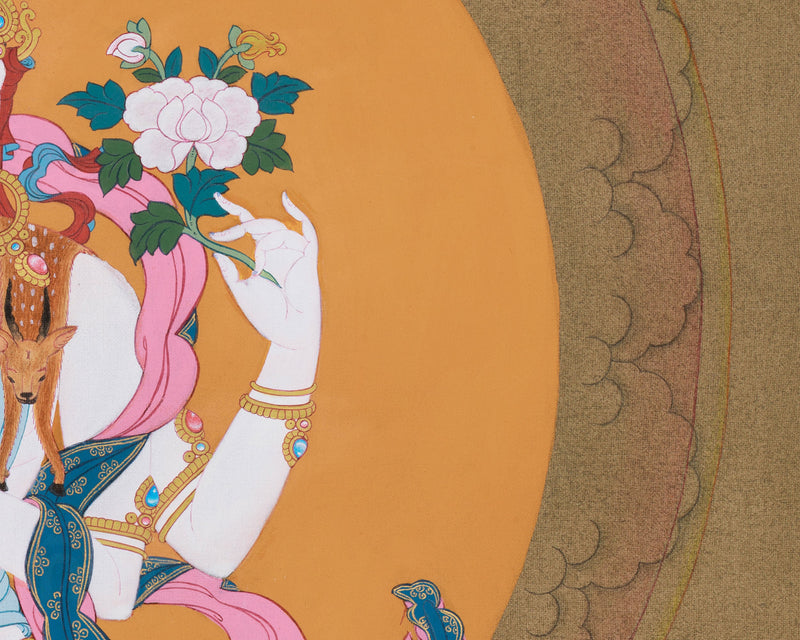 Karma Gadri Thangka of Chenresig | Hand painted Thangka