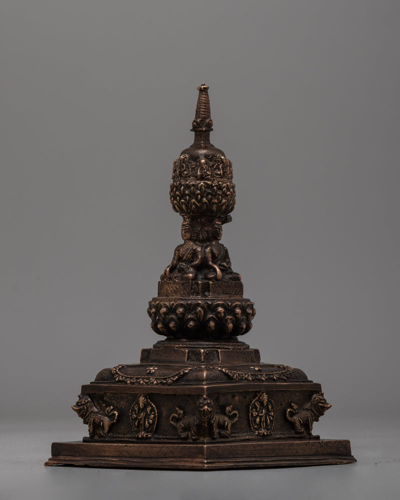 Traditional Sacred Buddhist Brass Stupa | Symbol of Enlightenment and Spiritual Growth