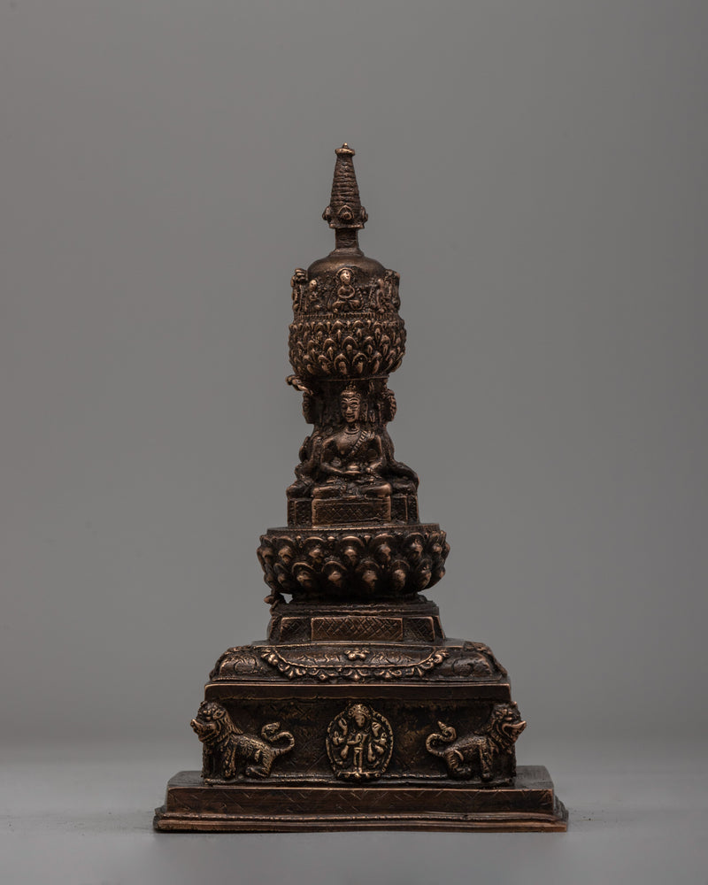 Traditional Sacred Buddhist Brass Stupa | Symbol of Enlightenment and Spiritual Growth