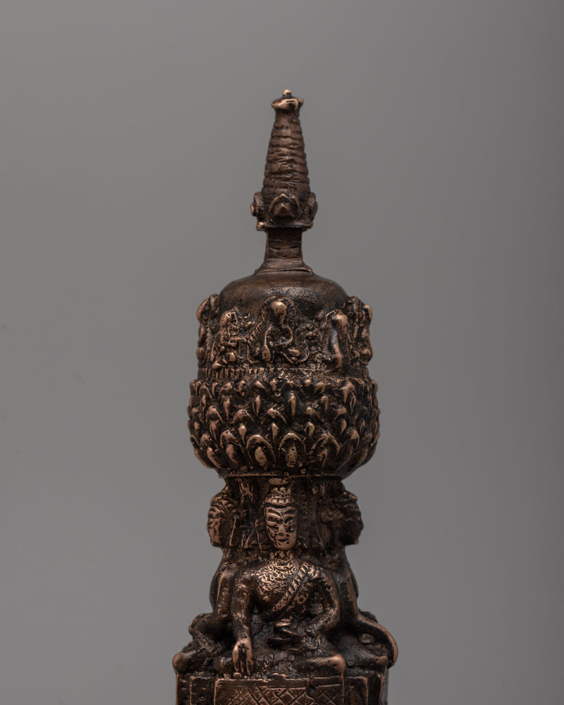 Traditional Sacred Buddhist Brass Stupa | Symbol of Enlightenment and Spiritual Growth