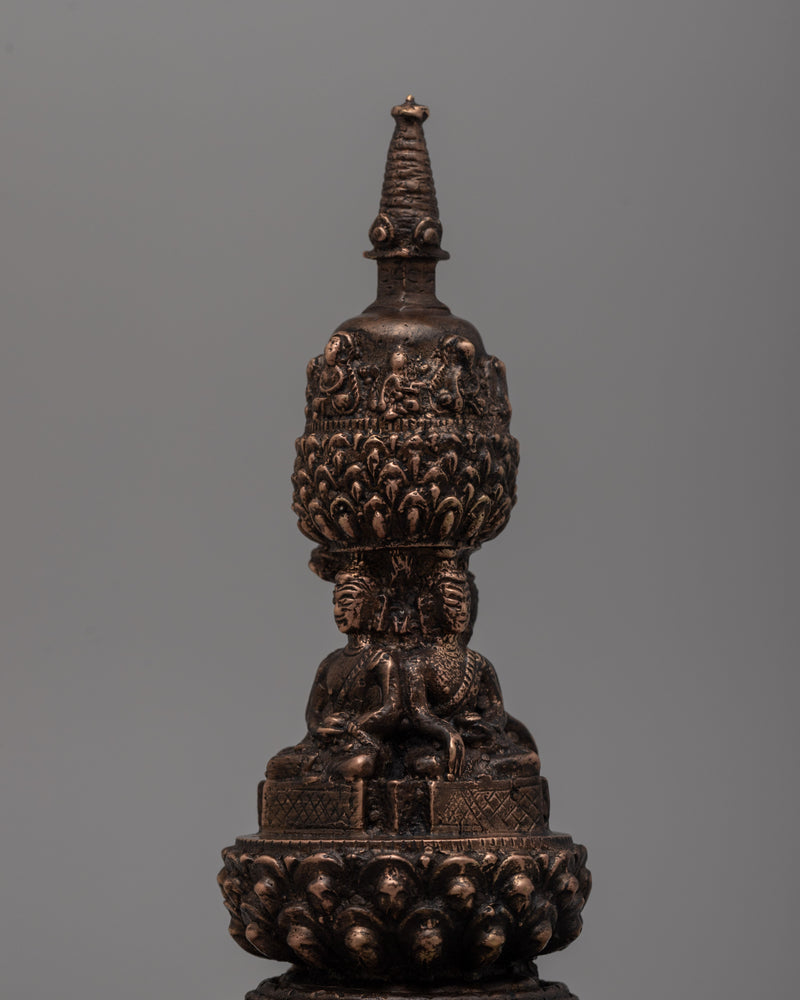 Traditional Sacred Buddhist Brass Stupa | Symbol of Enlightenment and Spiritual Growth