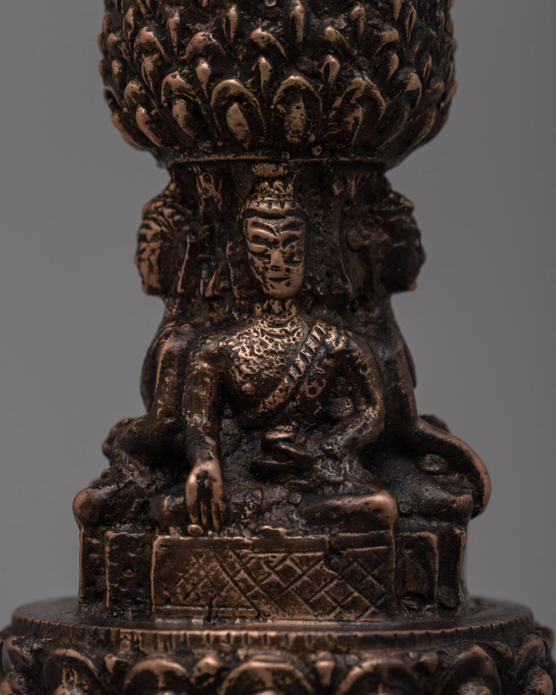 Traditional Sacred Buddhist Brass Stupa | Symbol of Enlightenment and Spiritual Growth