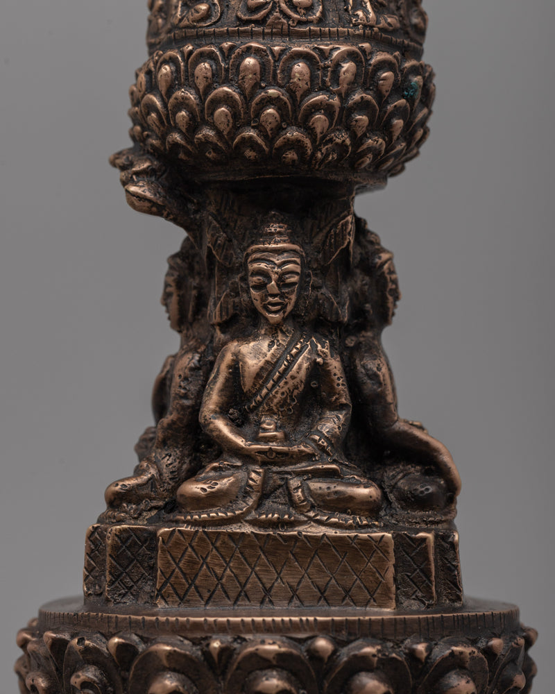 Traditional Handmade Tibetan Brass Stupa | Icon of Harmony, Protection, and Wisdom