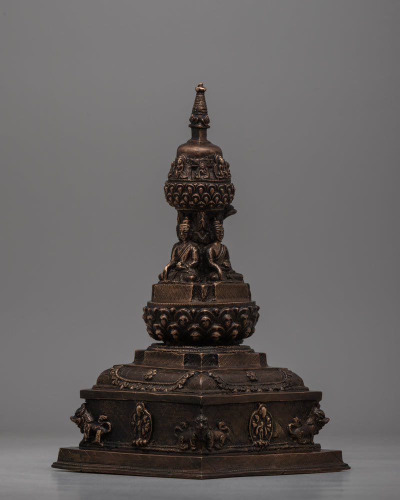 Traditional Handmade Tibetan Brass Stupa | Icon of Harmony, Protection, and Wisdom