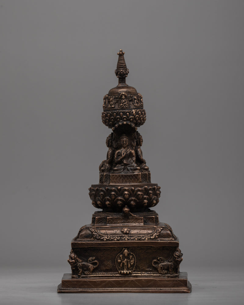 Traditional Handmade Tibetan Brass Stupa | Icon of Harmony, Protection, and Wisdom