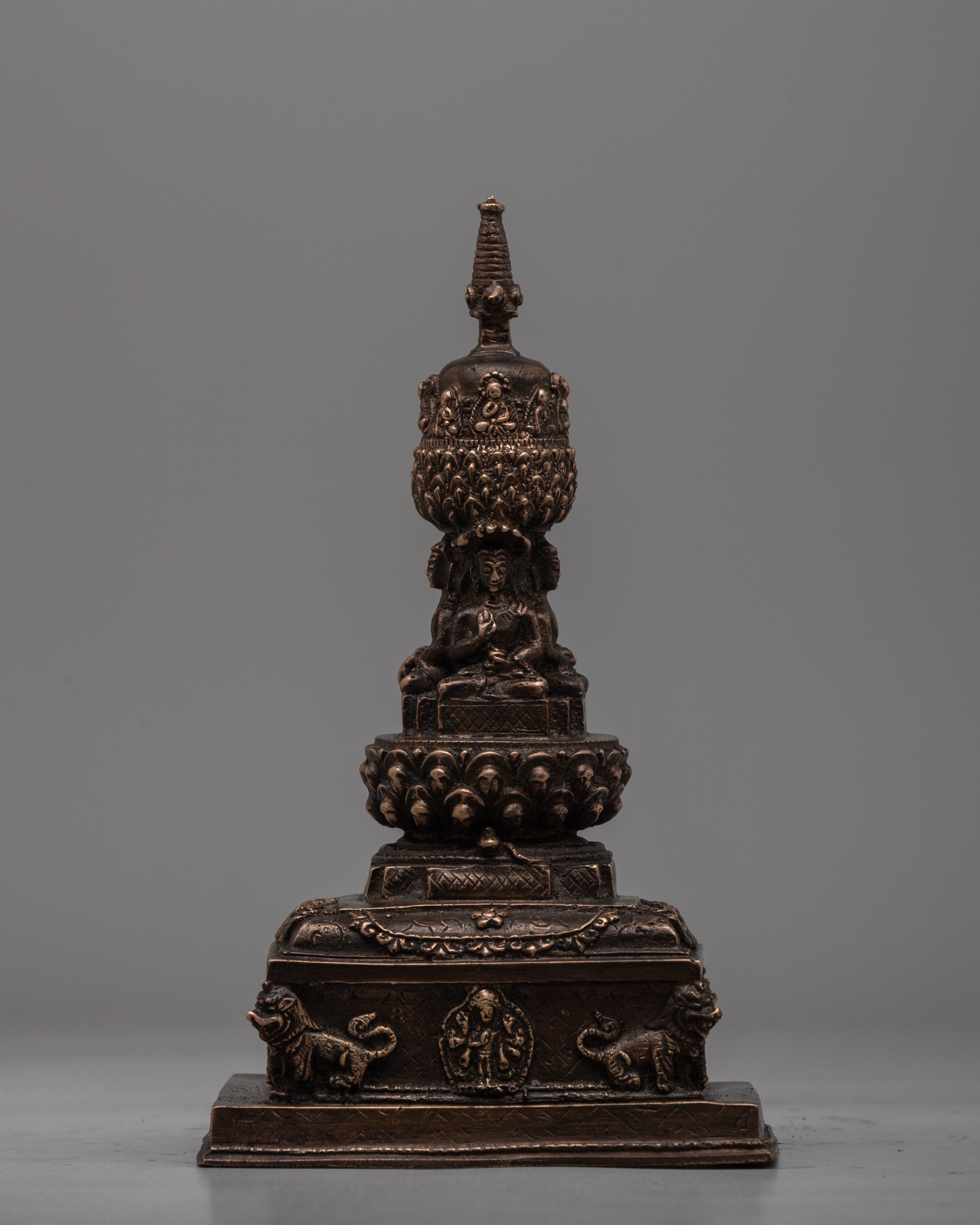 Traditional Handmade Tibetan Brass Stupa | Icon of Harmony, Protection, and Wisdom