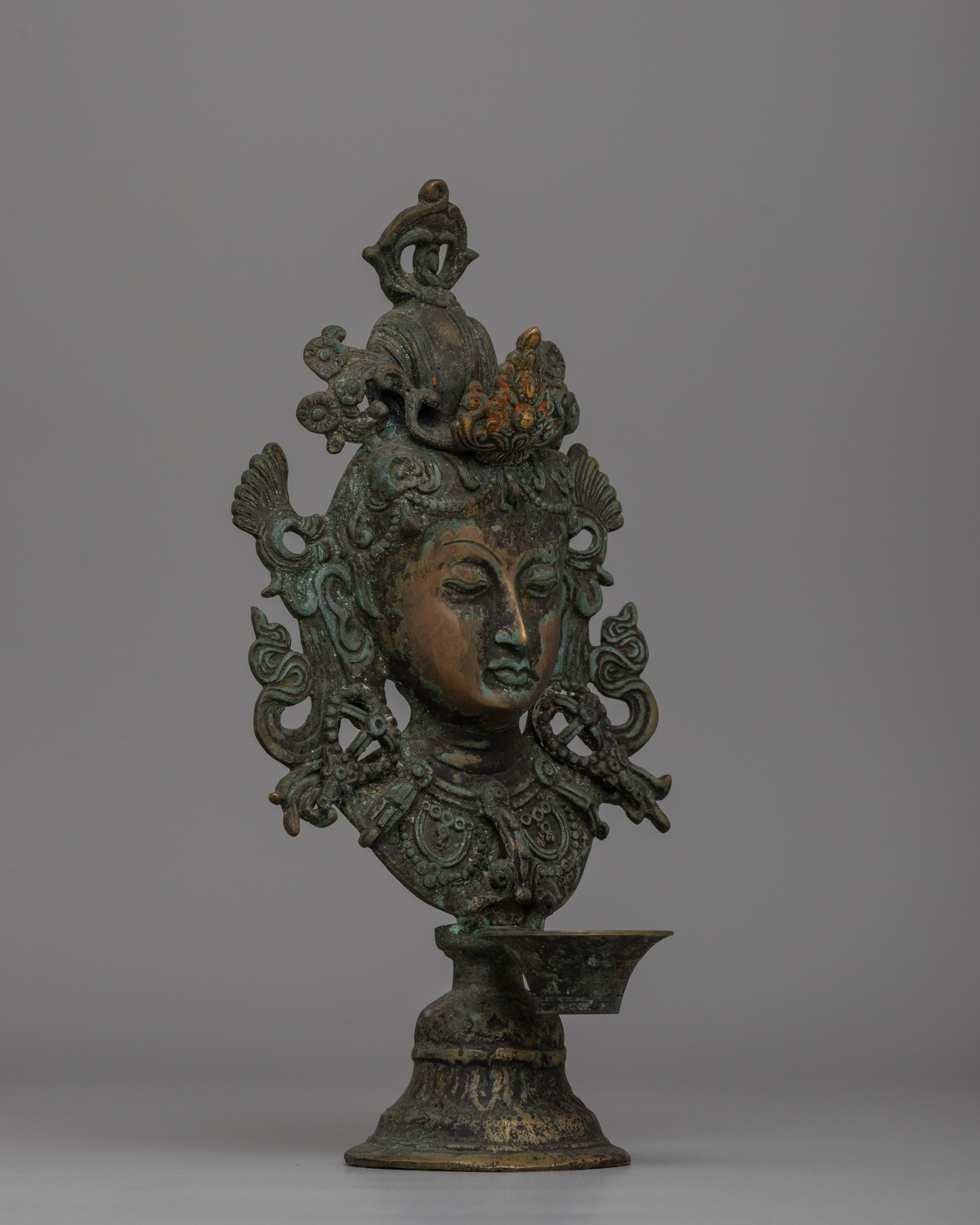 Traditional Tibetan Buddhist Tara Oil Lamp | Spiritual Light for Meditation and Protection