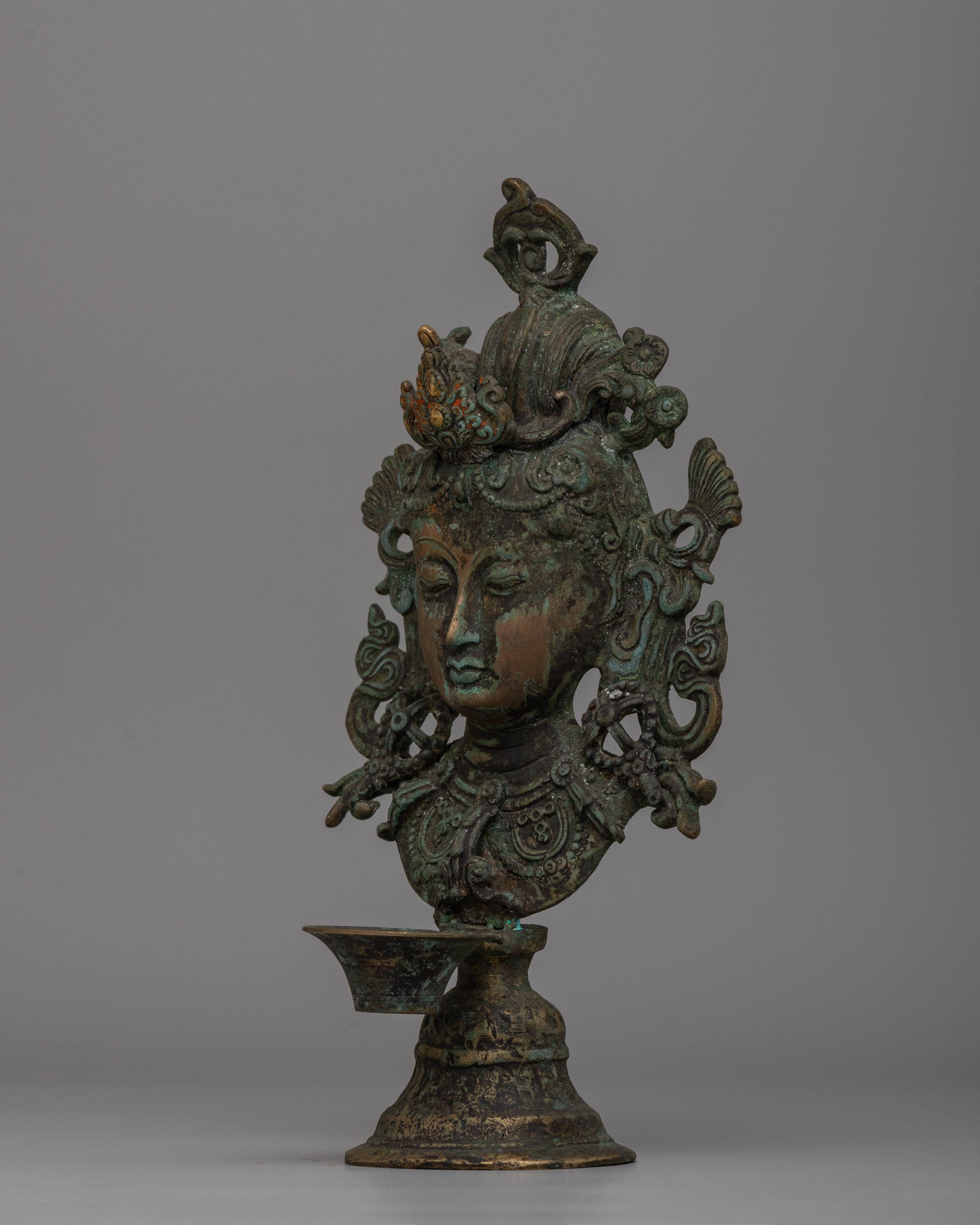Traditional Tibetan Buddhist Tara Oil Lamp | Spiritual Light for Meditation and Protection
