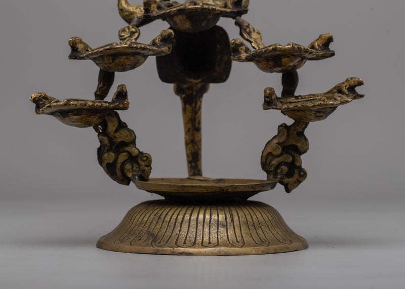 Sacred Brass Oil Lamp for Ceremonial and Decorative Purposes | Perfect for Rituals and Home Decor