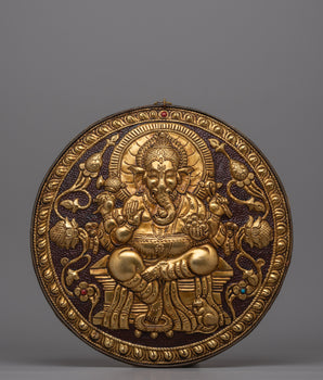 Spiritual Lord Ganesha Metal Thangka