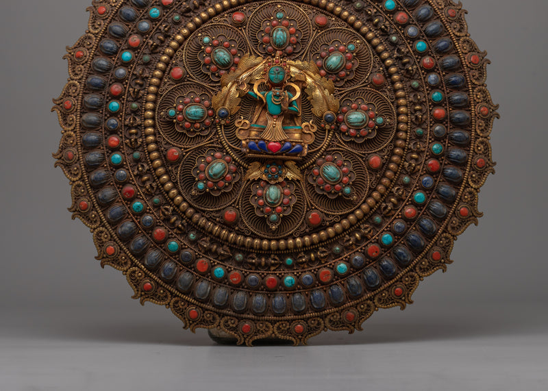 Handcrafted Manjushri Metal Thangka | Sacred Symbol of Enlightenment