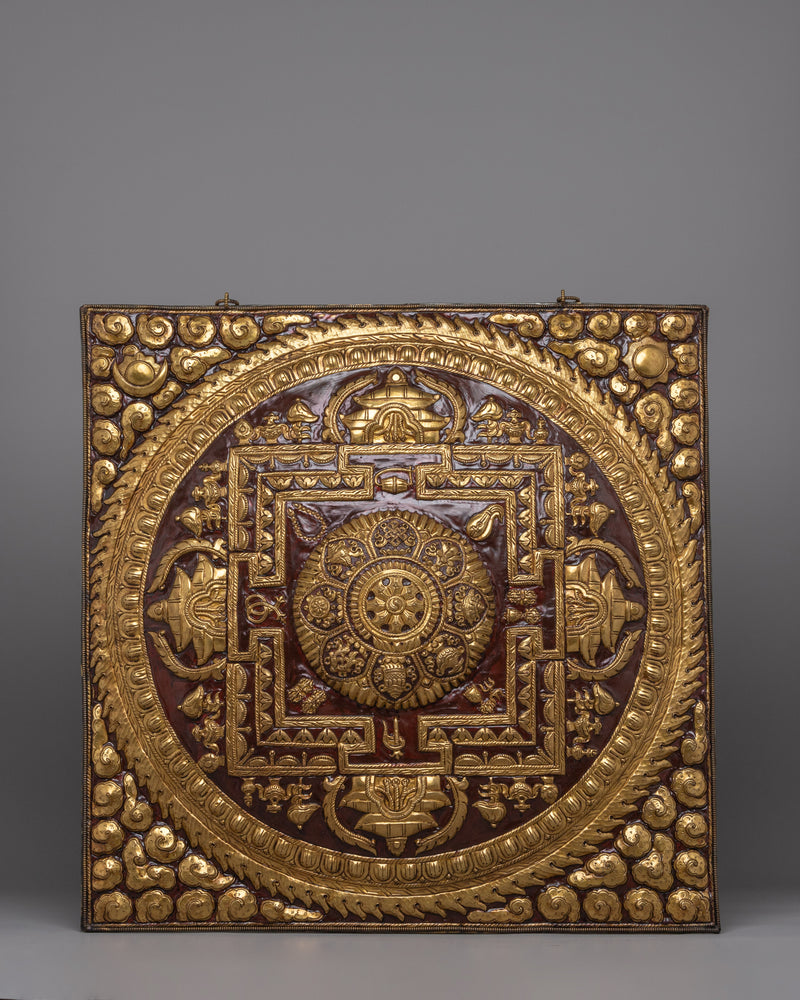 Hand-Carved Brass Metal Thangka Wall Hanging