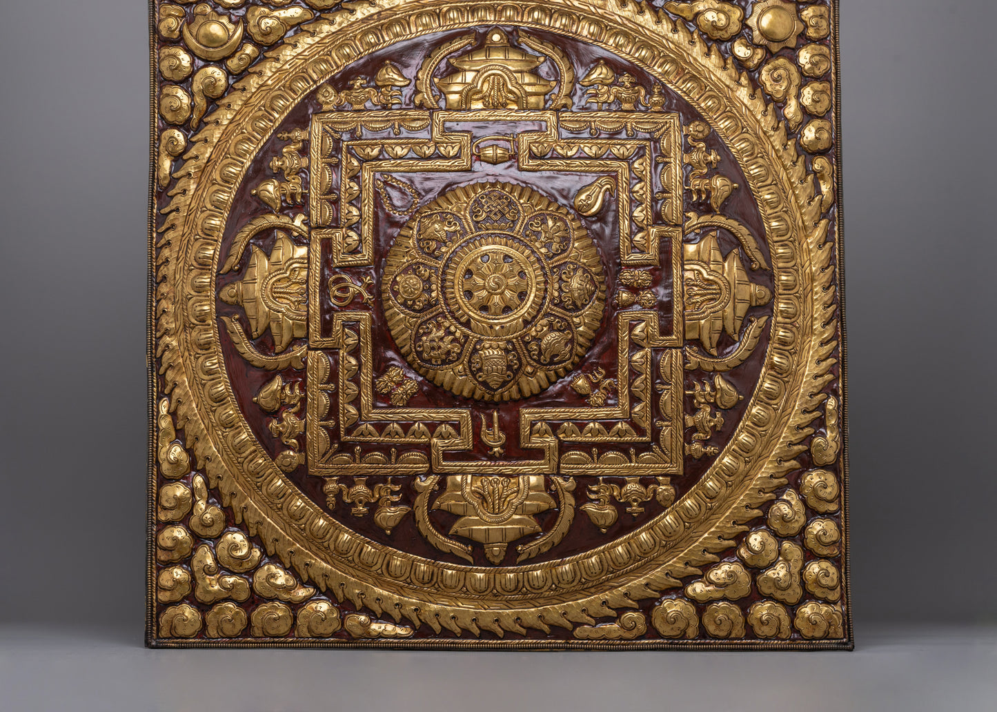 Hand-Carved Brass Metal Thangka Wall Hanging | Perfect for Meditation and Home Altars