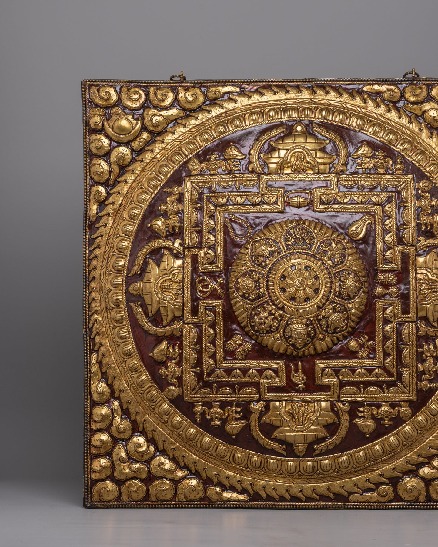 Hand-Carved Brass Metal Thangka Wall Hanging | Perfect for Meditation and Home Altars