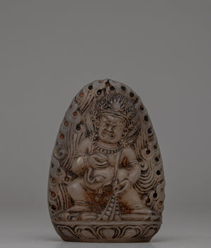 Crystal Hand-Carved Black Dzambhala Statue | Tibetan God of Wealth Figurine