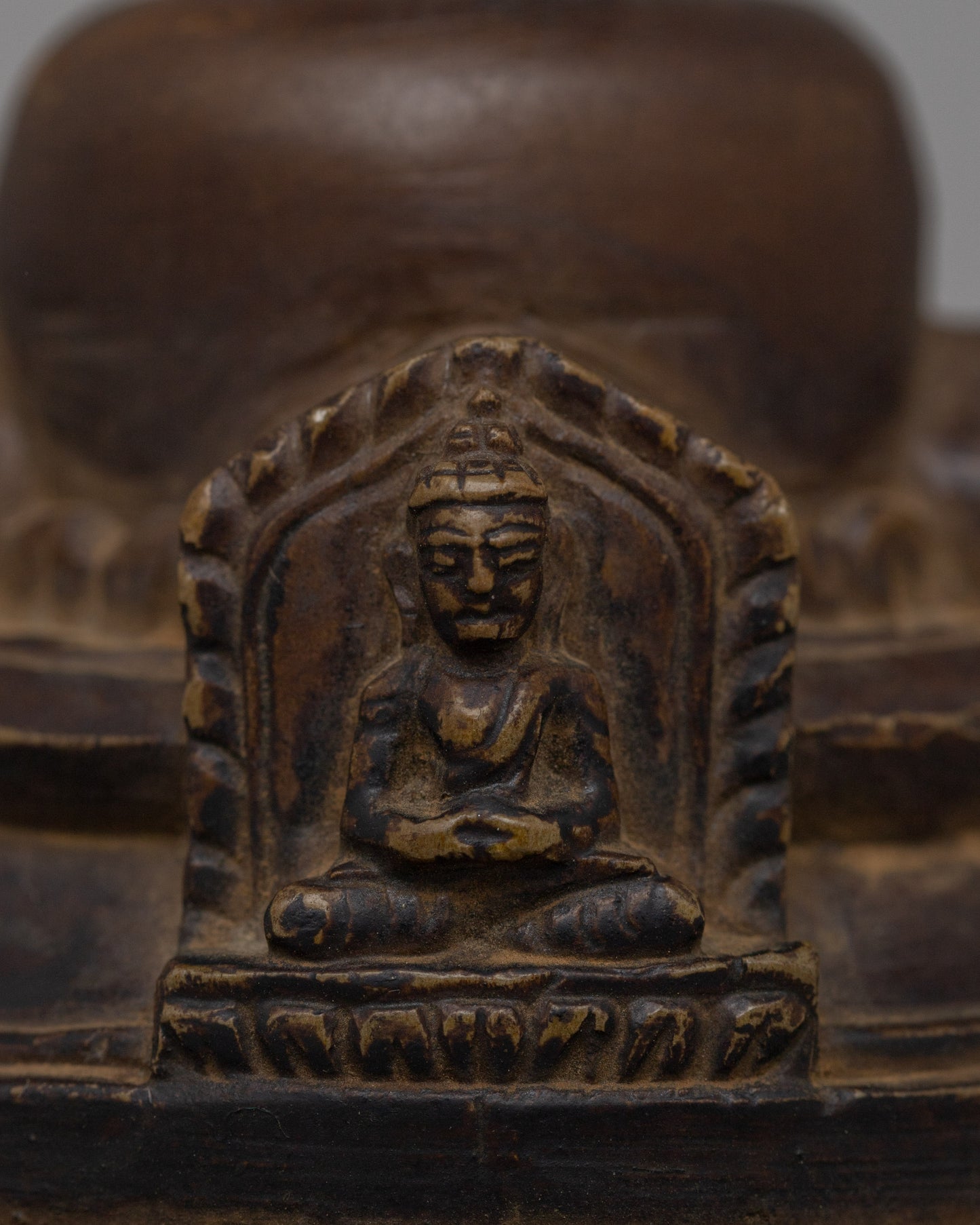 Hand-Carved Copper Stupa with Antique Finish | Buddhist Shrine Decor