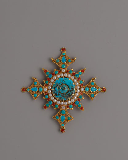 Gold-Plated Pendant with Gemstones