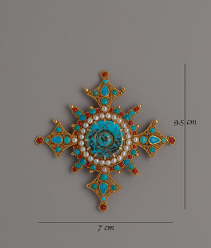 Gold-Plated Pendant with Gemstones | Buddhist-Inspired Jewelry