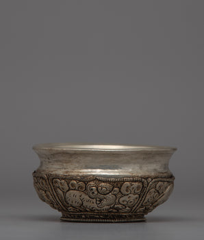 Handcrafted Antique White metal Offering Bowl for Shrines