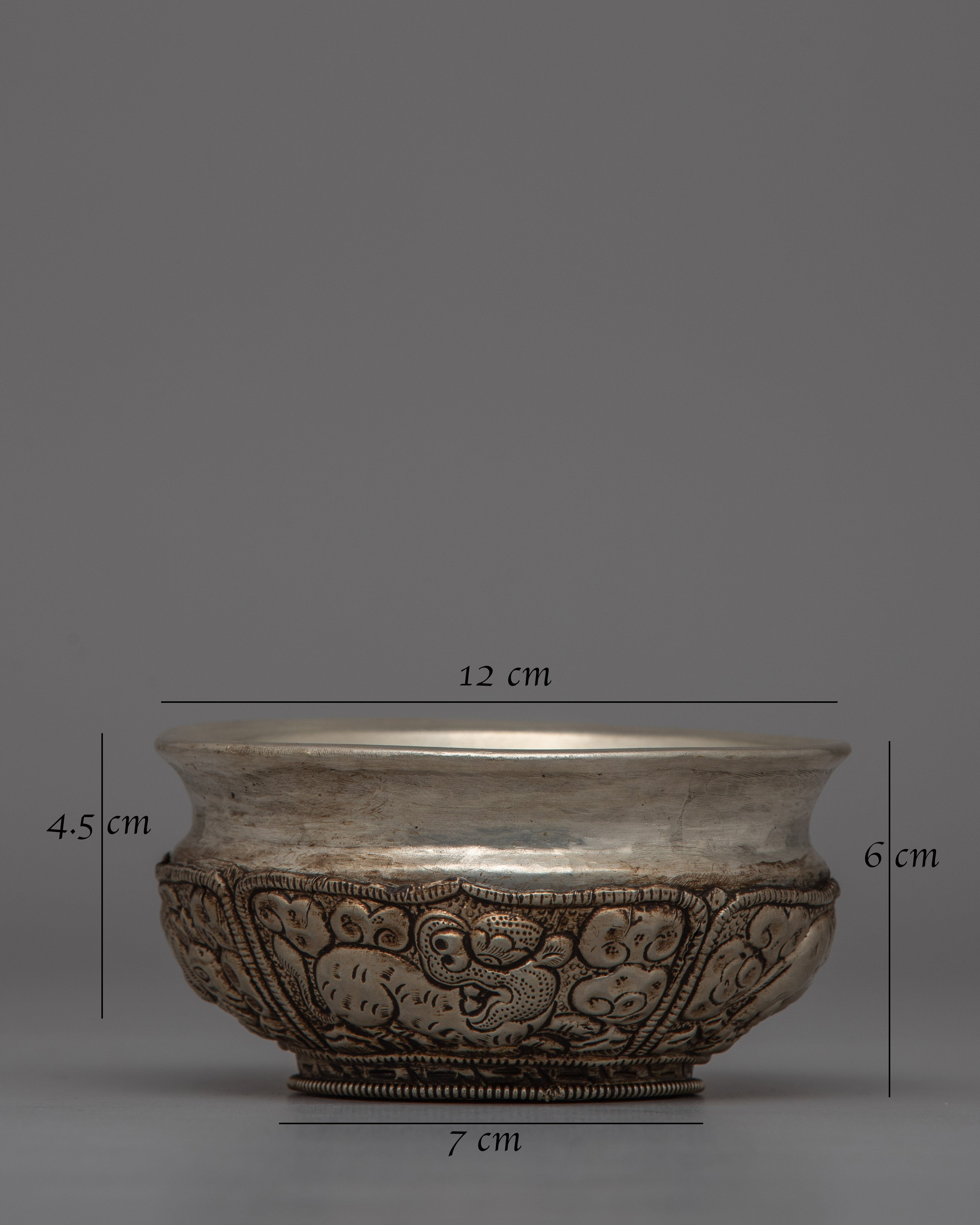 Handcrafted Antique White metal Offering Bowl for Shrines | Symbolizing Prosperity and Abundance