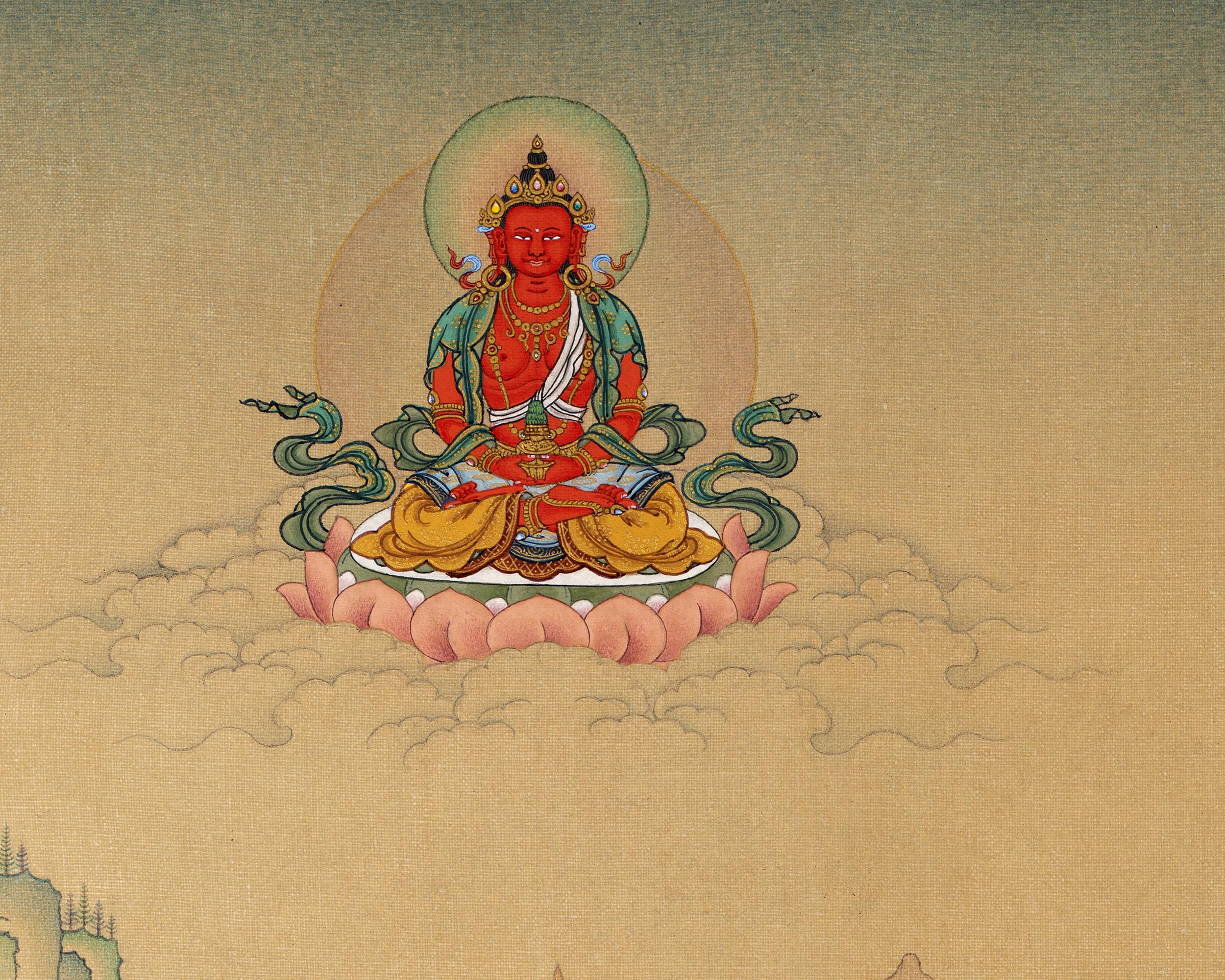 Tibetan Bodhisattva Thangka Print | White Tara, Amitayus and Namgyalma Thangka