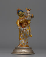 Newari Traditional Clad Silver & Gold-Plated Statue