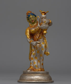 Newari Traditional Clad Silver & Gold-Plated Statue
