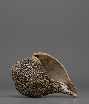 Intricately Carved Tibetan Conch Shell