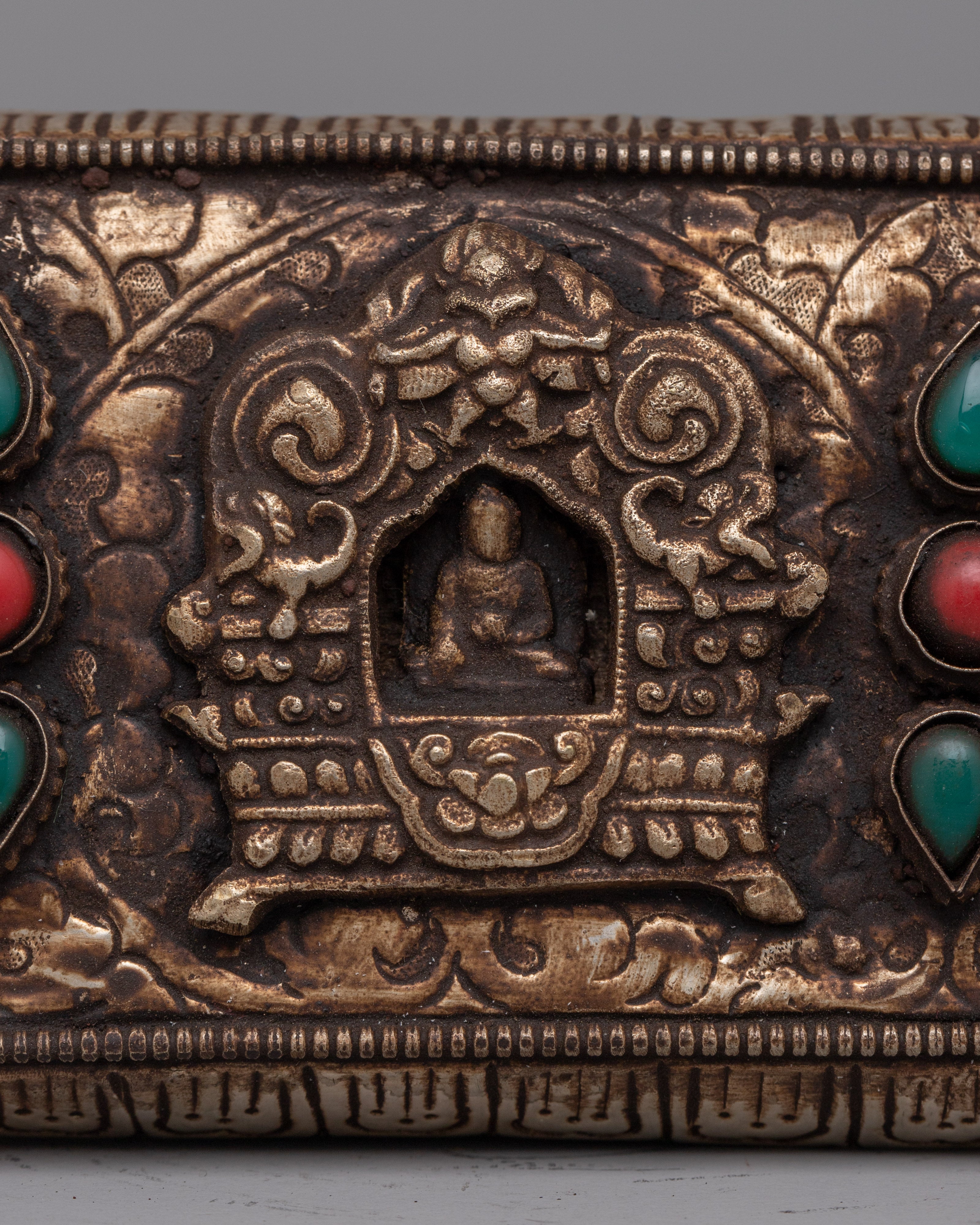Handcrafted Gold-Plated Tibetan Book Cover | Buddhist Sacred Text Decor