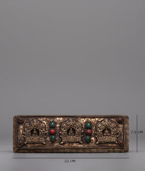 Handcrafted Gold-Plated Tibetan Book Cover | Buddhist Sacred Text Decor