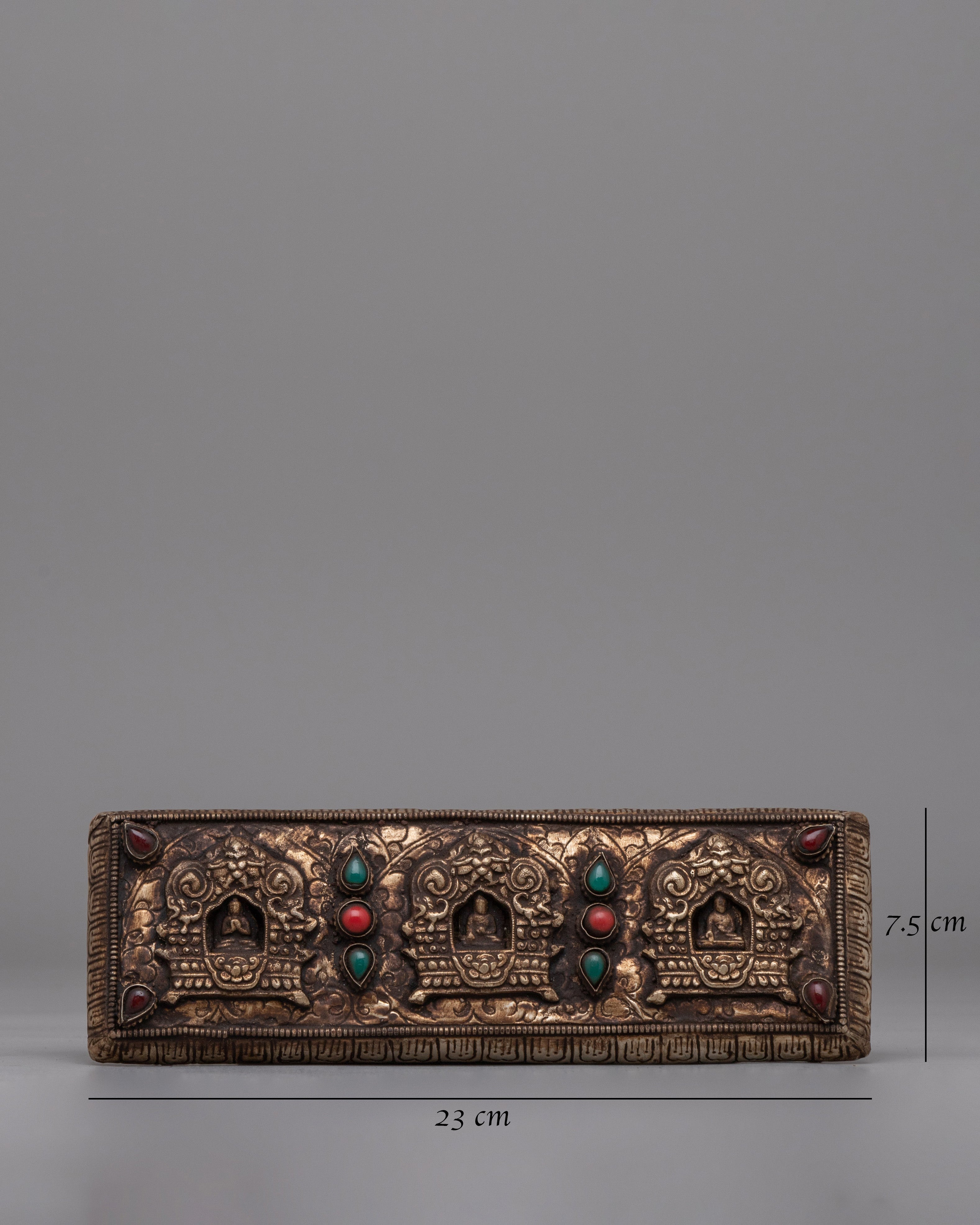 Handcrafted Gold-Plated Tibetan Book Cover | Buddhist Sacred Text Decor