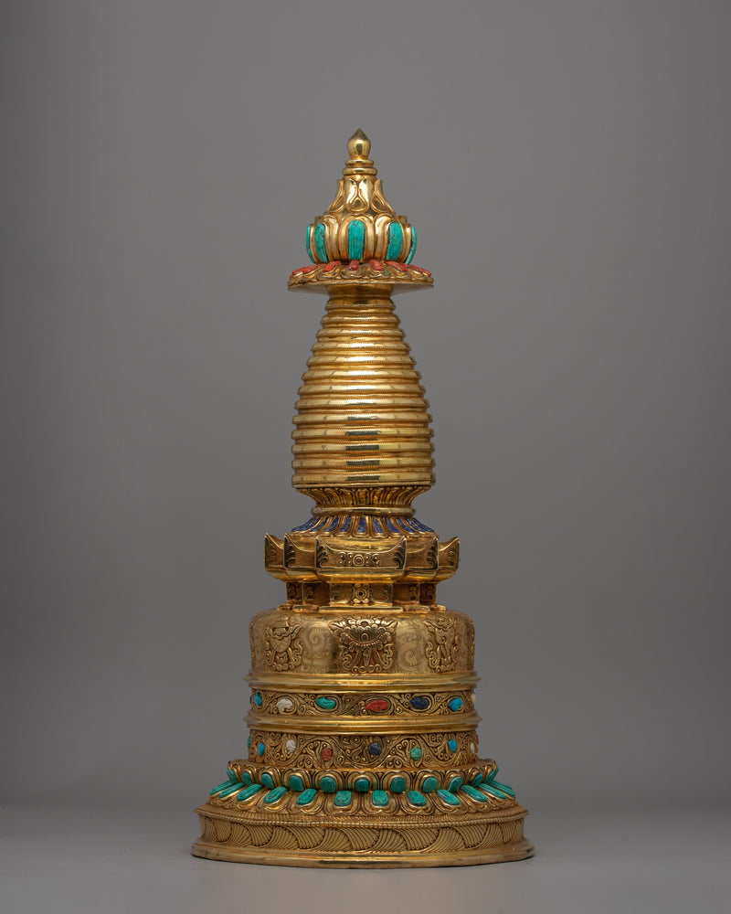 Exquisite Buddhist Stupa with Coral