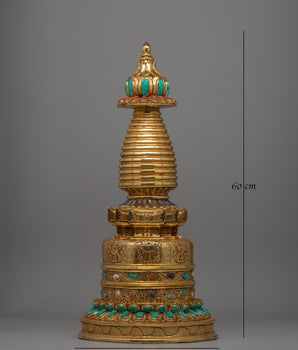 Exquisite Buddhist Stupa with Coral | Sacred Buddhist Artifact