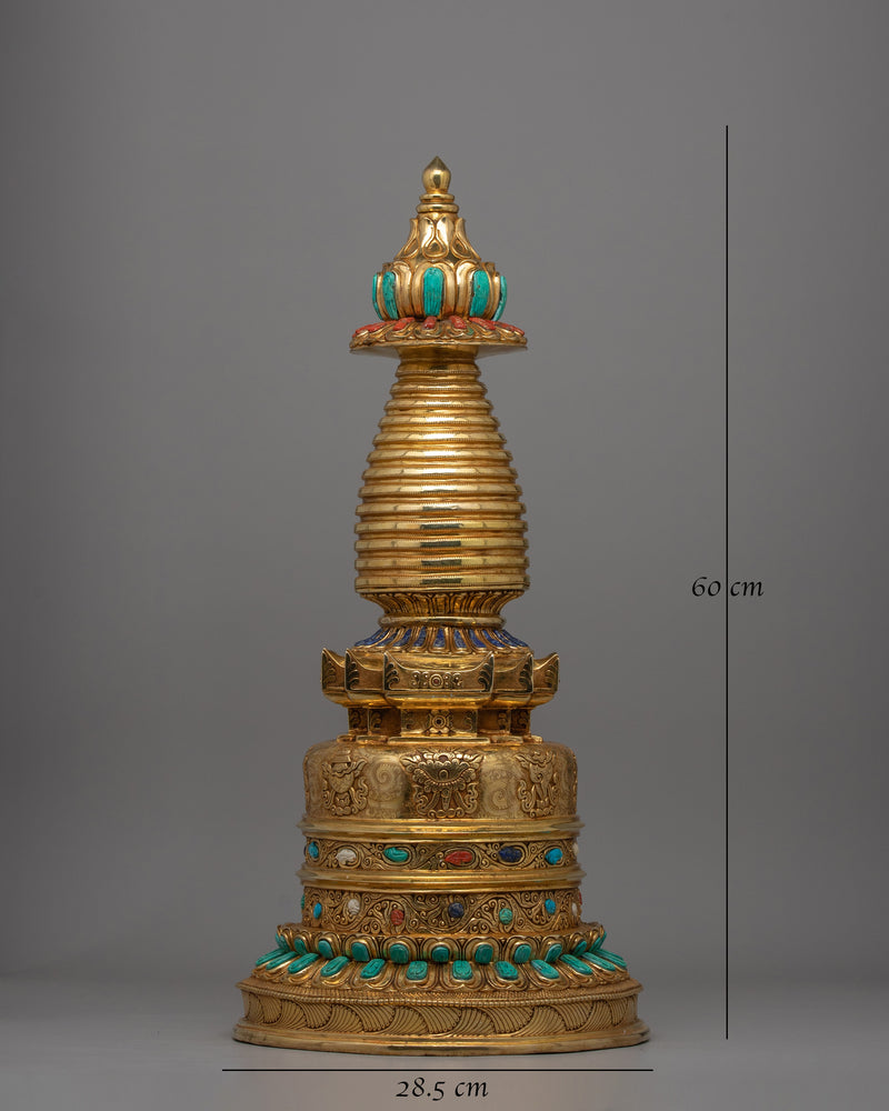 Exquisite Buddhist Stupa with Coral | Sacred Buddhist Artifact