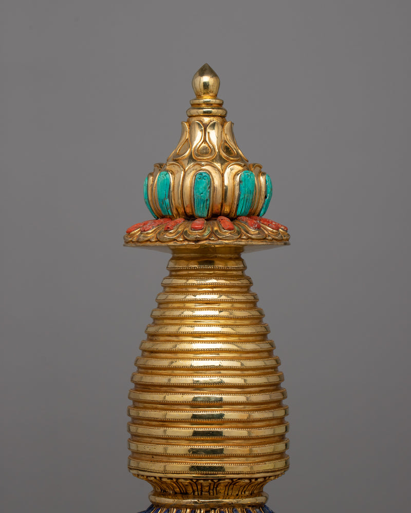 Exquisite Buddhist Stupa with Coral | Sacred Buddhist Artifact