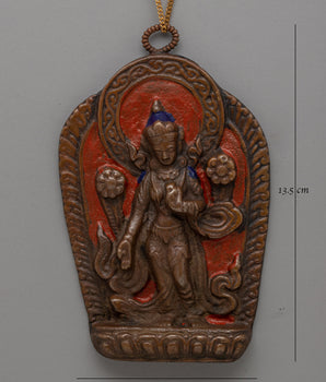 Buddhist Brass Locket with Deity Design | Deity Talisman with Sacred Symbols