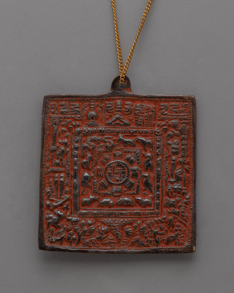 Buddhist Brass Locket with Sacred Motifs