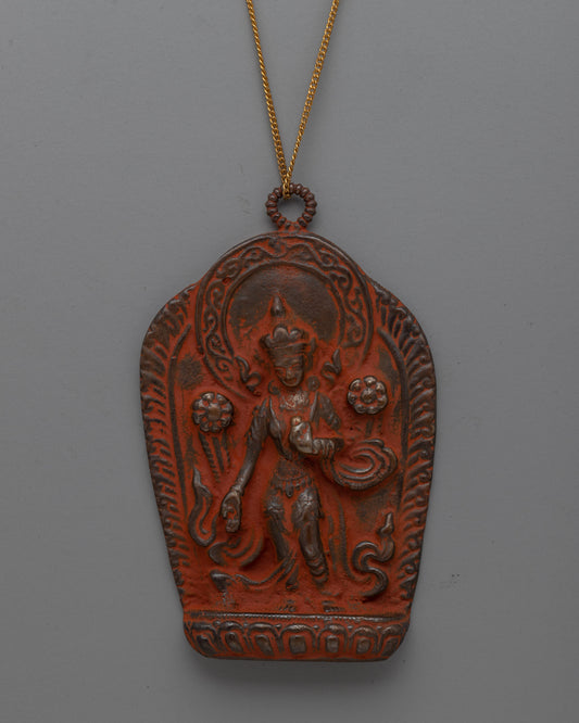 Handcrafted Buddhist Brass Locket with Deity Design