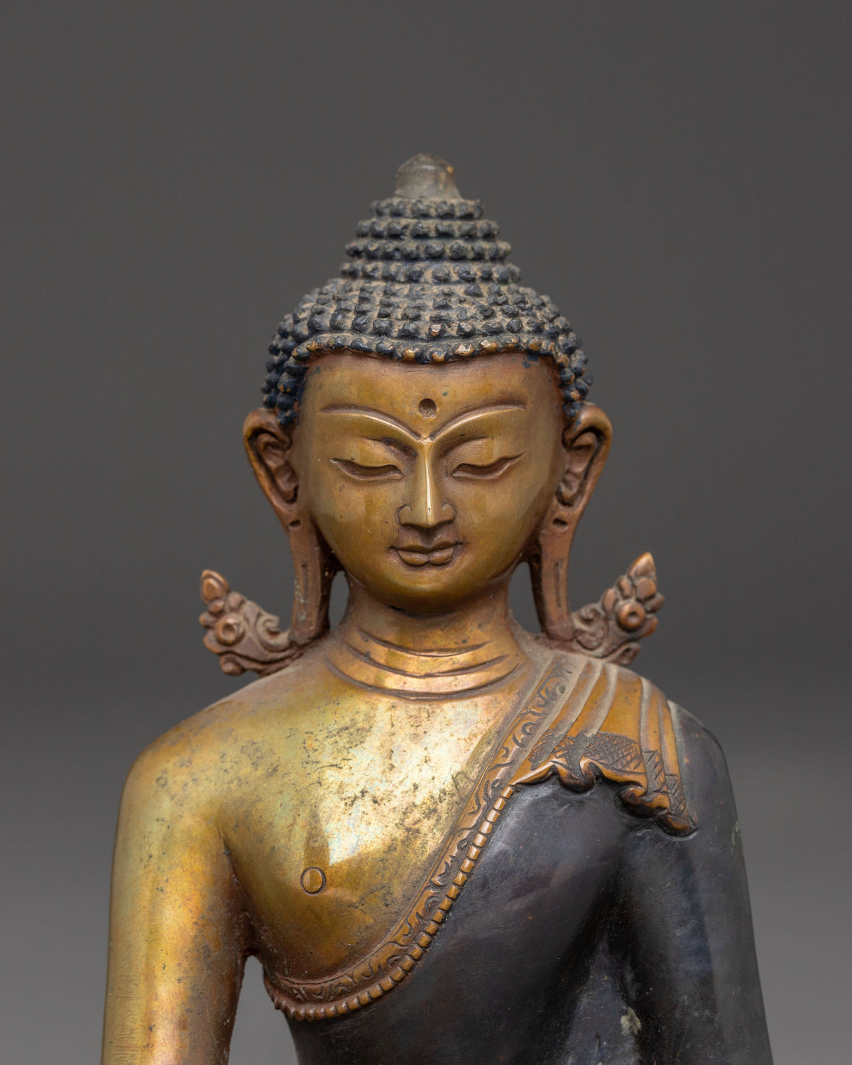 Handmade Ratnasambhava Oxidized Copper Statue | Meditation Altar Decor