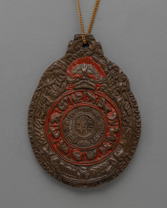 Handcrafted Buddhist Brass Locket with Sacred Symbols