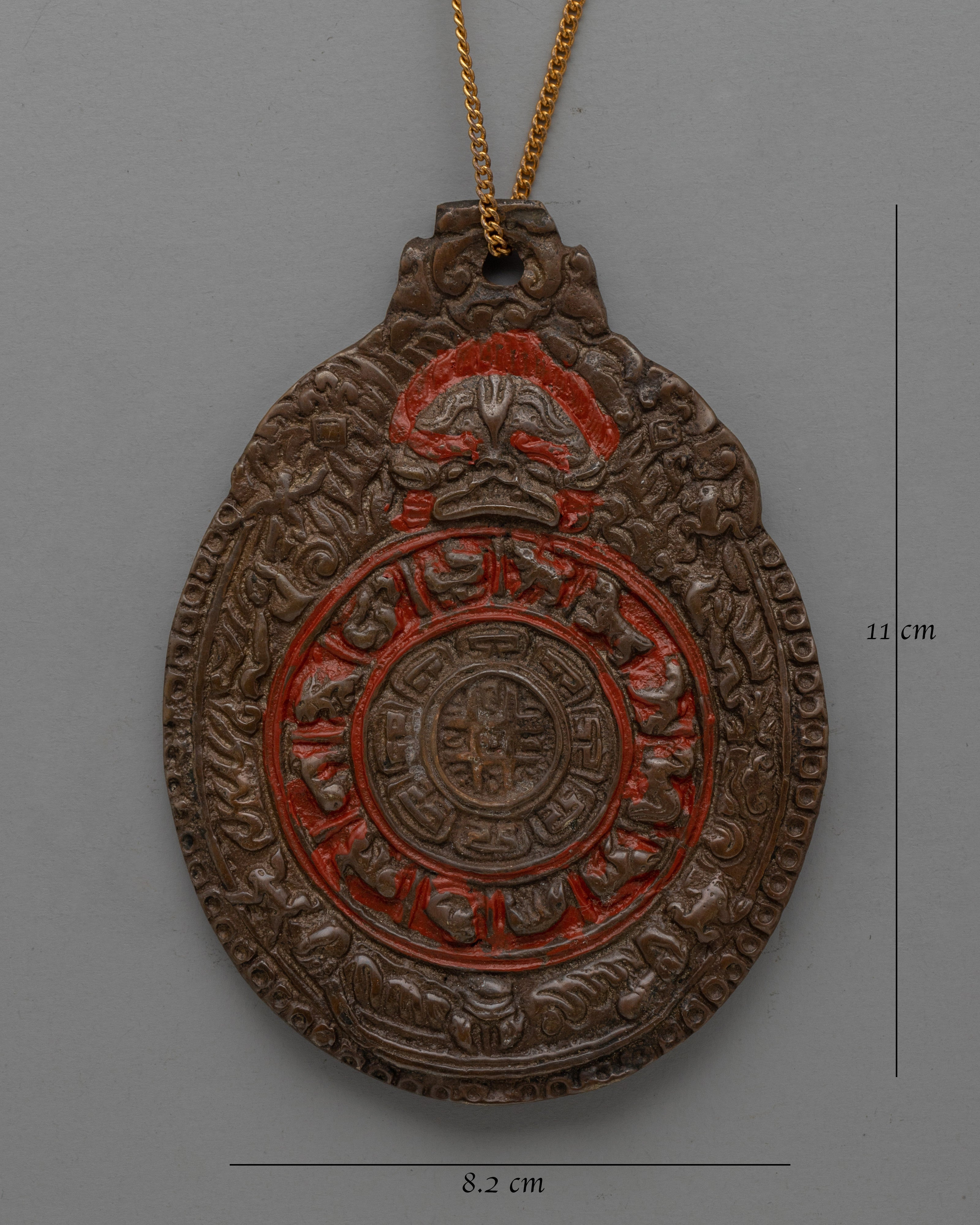 Handcrafted Buddhist Brass Locket with Sacred Symbols | Antique Spiritual Jewelry