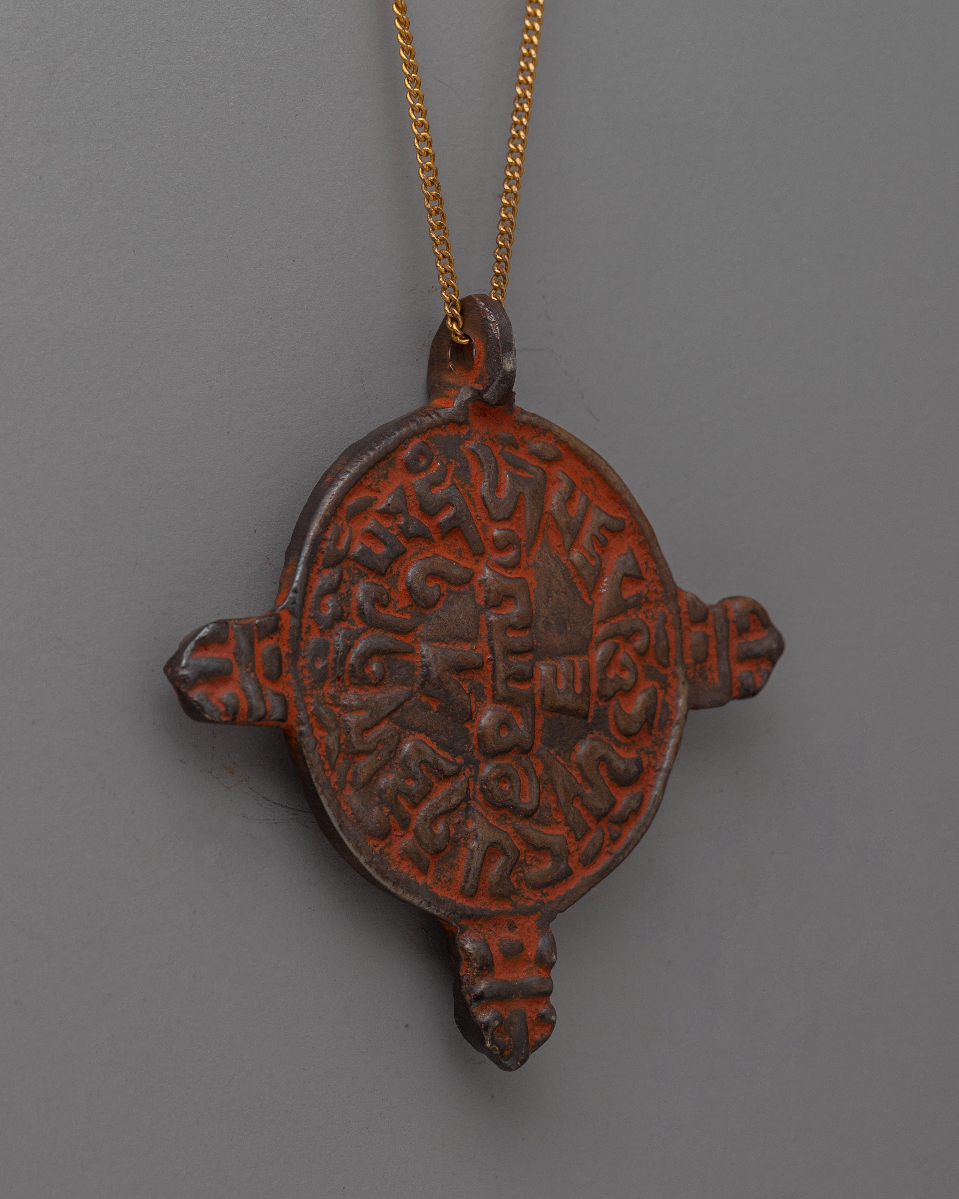 Handcrafted Bronze Mandala Pendant | Tibetan Amulet for Spiritual Protection