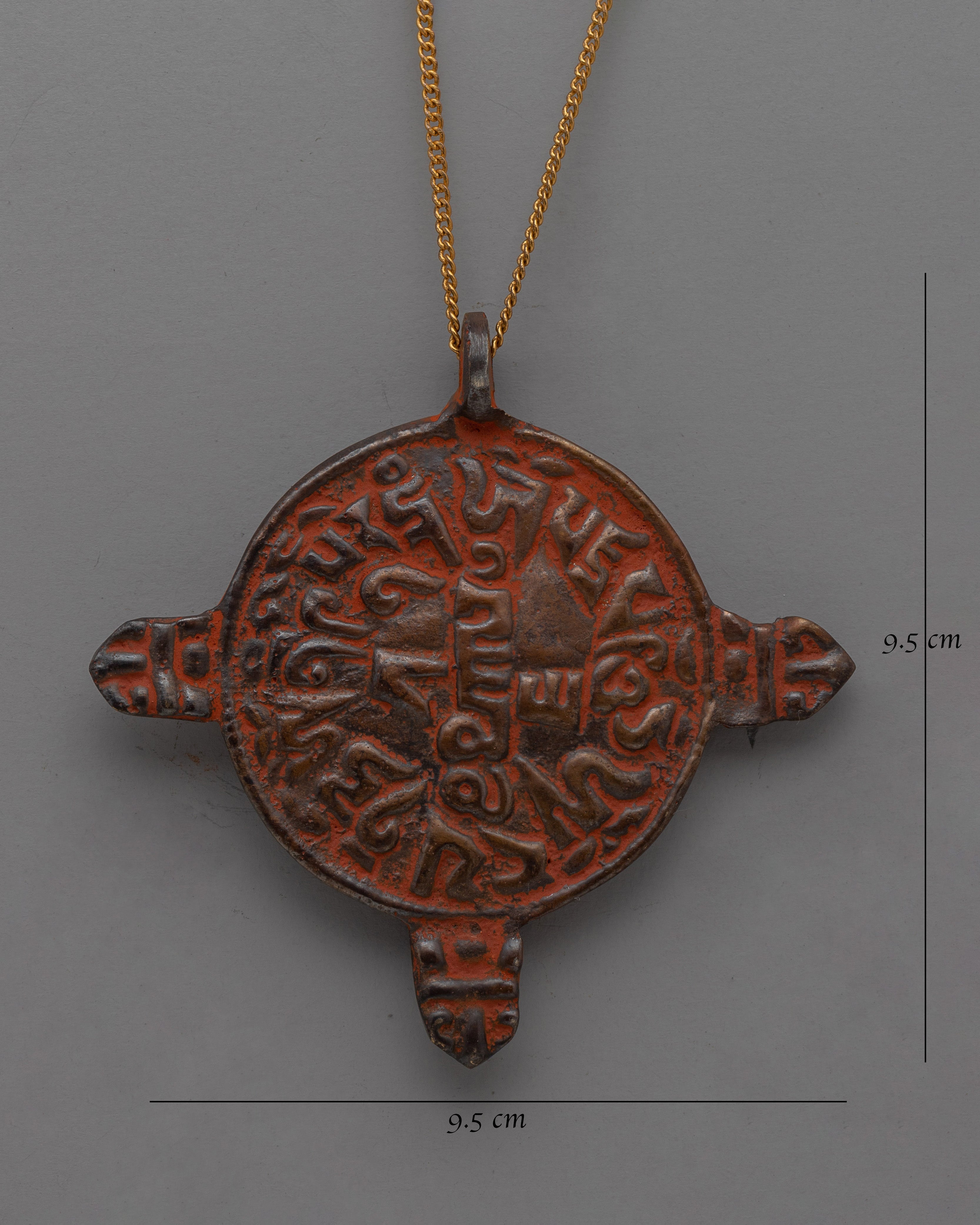 Handcrafted Bronze Mandala Pendant | Tibetan Amulet for Spiritual Protection