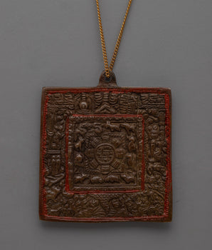 Handmade Brass Buddhist Locket with Oxidized Finish