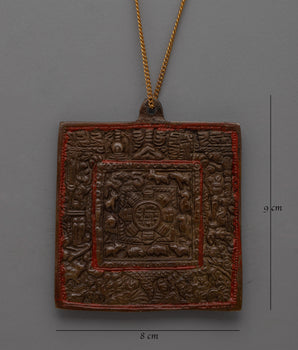 Handmade Brass Buddhist Locket with Oxidized Finish | Traditional Tibetan Ritual Necklace