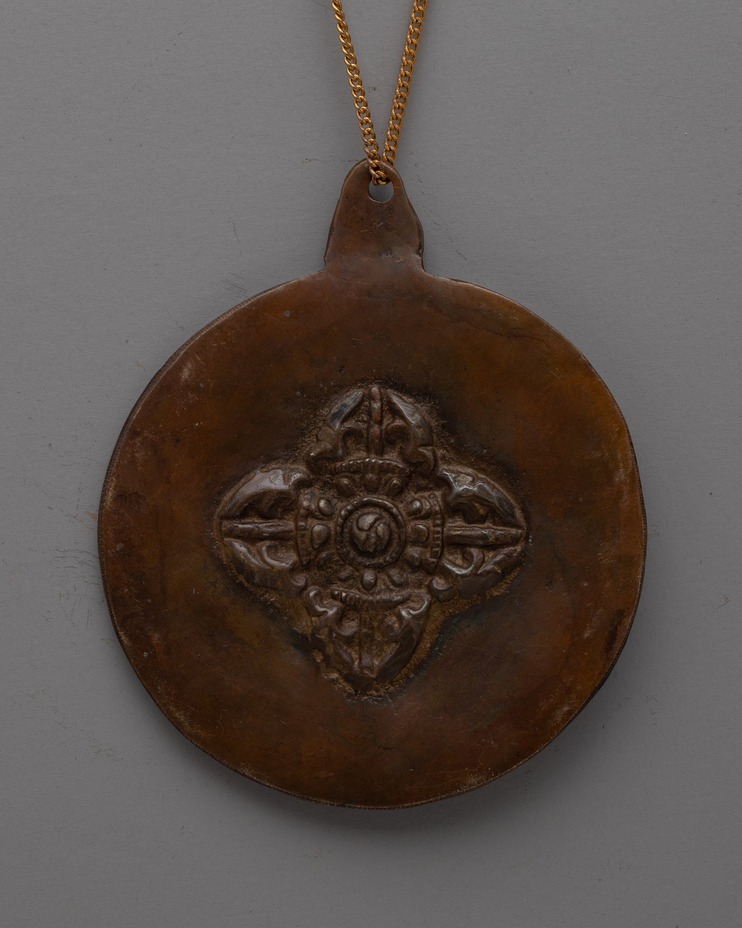 Hand-Carved Brass Buddhist Locket with Oxidized Finish | Sacred Talisman for Protection