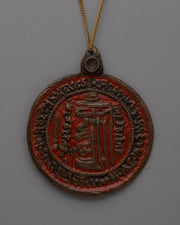 Hand-Carved Brass Buddhist Locket with Oxidized Finish | Sacred Talisman for Protection